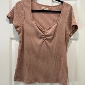 Madewell Ribbed Sweetheart Tee in Dusty Blush Sz XL